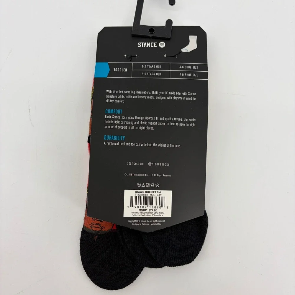 Stance Toddler Notorious BIG Crew Socks 3 Pk Biggie Smalls Hip Hop NWT 2-4Y 7-9